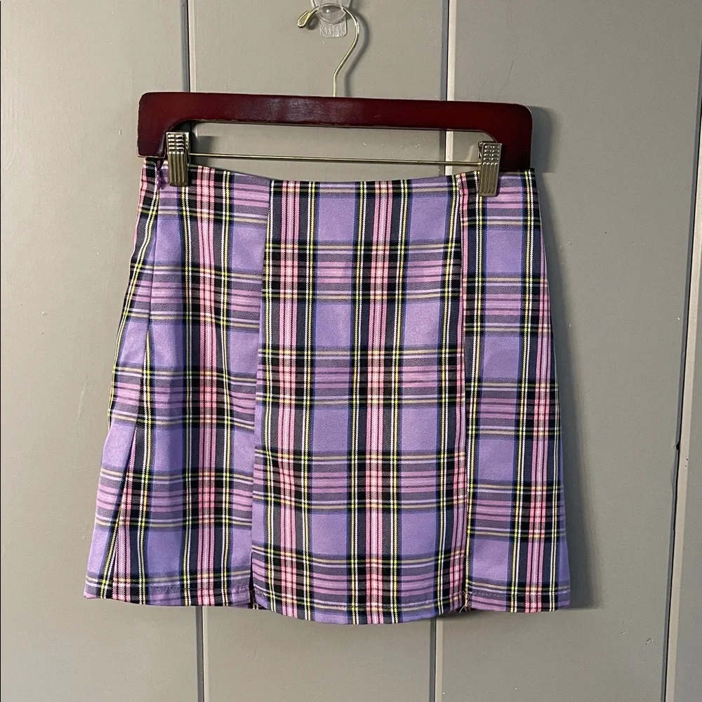 Cider Skort Skirt Purple Plaid  Schoolgirl  Mod Punk Street Urban Emo Skater